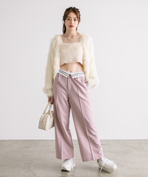 OLIVE des OLIVE（オリーブデオリーブ）の「ふわふわニットキャミソール　1032050240（キャミソール・レディース・チャコールグレー/オフホワイト/ピンク/グレイッシュベージュ・FREE）」の11枚目の写真