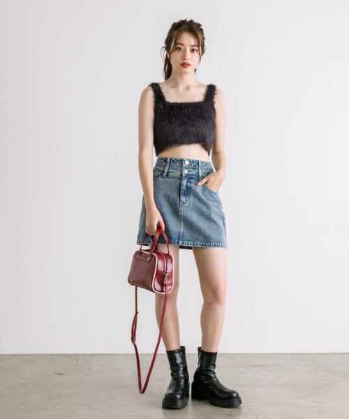 OLIVE des OLIVE（オリーブデオリーブ）の「ふわふわニットキャミソール　1032050240（キャミソール・レディース・チャコールグレー/オフホワイト/ピンク/グレイッシュベージュ・FREE）」の13枚目の写真