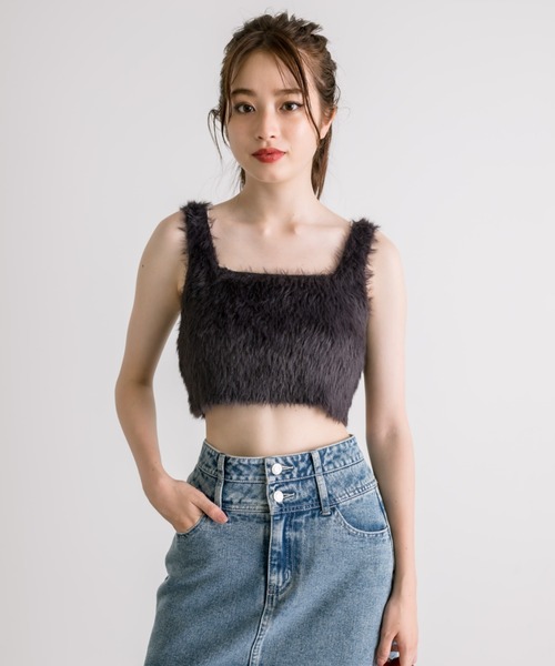 OLIVE des OLIVE（オリーブデオリーブ）の「ふわふわニットキャミソール　1032050240（キャミソール・レディース・チャコールグレー/オフホワイト/ピンク/グレイッシュベージュ・FREE）」の15枚目の写真