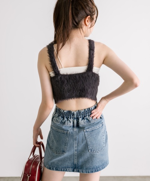 OLIVE des OLIVE（オリーブデオリーブ）の「ふわふわニットキャミソール　1032050240（キャミソール・レディース・チャコールグレー/オフホワイト/ピンク/グレイッシュベージュ・FREE）」の17枚目の写真