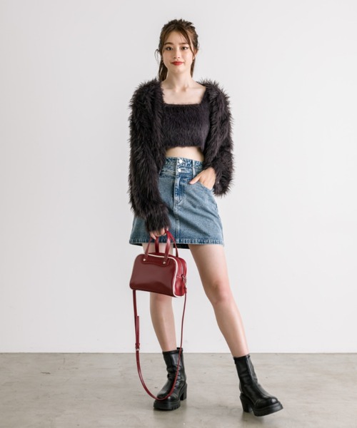 OLIVE des OLIVE（オリーブデオリーブ）の「ふわふわニットキャミソール　1032050240（キャミソール・レディース・チャコールグレー/オフホワイト/ピンク/グレイッシュベージュ・FREE）」の18枚目の写真