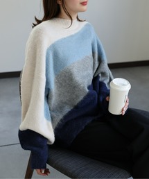 モヘアタッチグラデーションニット