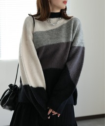 モヘアタッチグラデーションニット