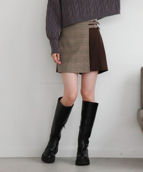 archives（アルシーヴ）の「ラップチェックプリーツスカパン（スカート・レディース・ブラウン/グレー/ブラック・MEDIUM）」の20枚目の写真