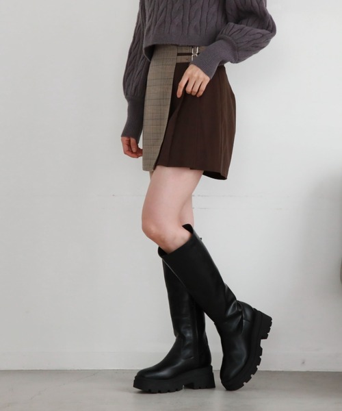 archives（アルシーヴ）の「ラップチェックプリーツスカパン（スカート・レディース・ブラウン/グレー/ブラック・MEDIUM）」の21枚目の写真
