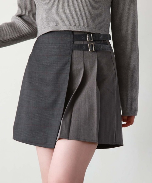 archives（アルシーヴ）の「ラップチェックプリーツスカパン（スカート・レディース・ブラウン/グレー/ブラック・MEDIUM）」の12枚目の写真