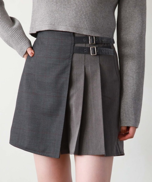 archives（アルシーヴ）の「ラップチェックプリーツスカパン（スカート・レディース・ブラウン/グレー/ブラック・MEDIUM）」の9枚目の写真