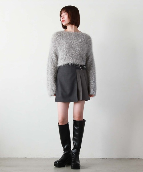 archives（アルシーヴ）の「ラップチェックプリーツスカパン（スカート・レディース・ブラウン/グレー/ブラック・MEDIUM）」の18枚目の写真