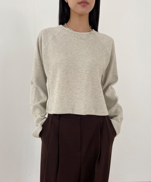 ラグラン ワッフル ロンT(Tシャツ/カットソー)|Didot.showroom(ディドット ショールーム)