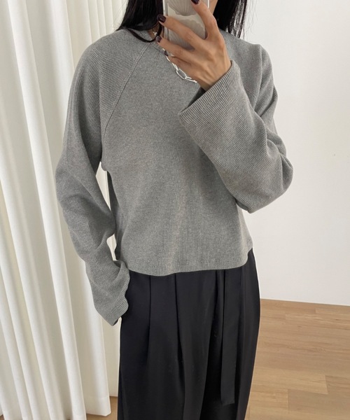 Didot.showroom（ディドット ショールーム）の「ラグラン ワッフル ロンT（Tシャツ/カットソー・レディース・オートミール/グレー/ネイビー・FREE）」の2枚目の写真