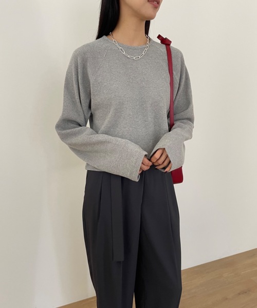 Didot.showroom（ディドット ショールーム）の「ラグラン ワッフル ロンT（Tシャツ/カットソー・レディース・オートミール/グレー/ネイビー・FREE）」の6枚目の写真