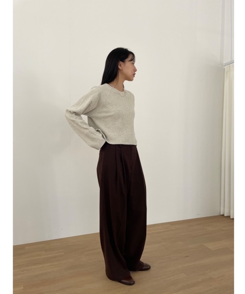 Didot.showroom（ディドット ショールーム）の「ラグラン ワッフル ロンT（Tシャツ/カットソー・レディース・オートミール/グレー/ネイビー・FREE）」の12枚目の写真