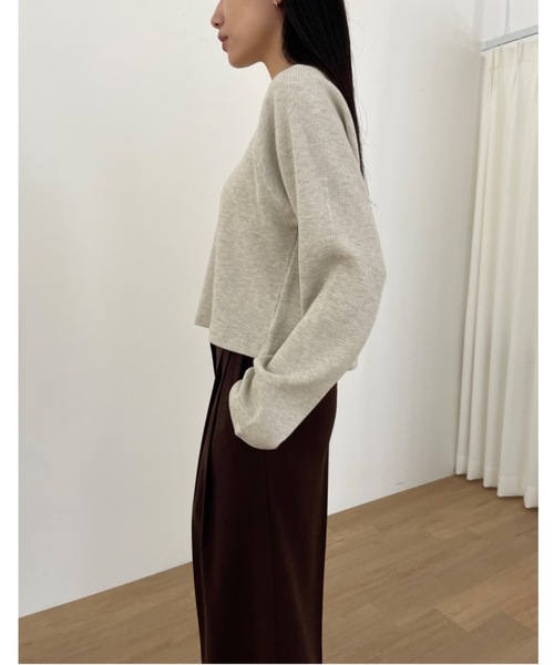 Didot.showroom（ディドット ショールーム）の「ラグラン ワッフル ロンT（Tシャツ/カットソー・レディース・オートミール/グレー/ネイビー・FREE）」の13枚目の写真