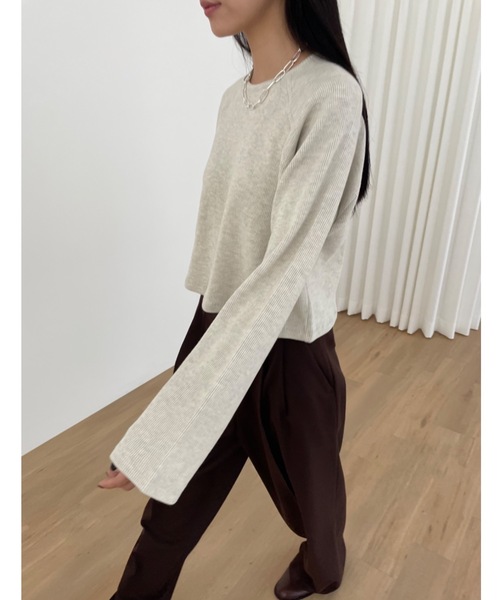 Didot.showroom（ディドット ショールーム）の「ラグラン ワッフル ロンT（Tシャツ/カットソー・レディース・オートミール/グレー/ネイビー・FREE）」の15枚目の写真