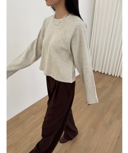 Didot.showroom（ディドット ショールーム）の「ラグラン ワッフル ロンT（Tシャツ/カットソー・レディース・オートミール/グレー/ネイビー・FREE）」の16枚目の写真