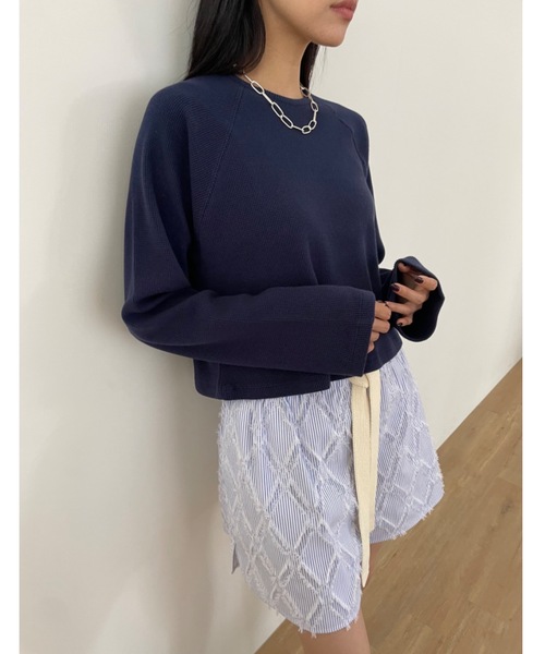 Didot.showroom（ディドット ショールーム）の「ラグラン ワッフル ロンT（Tシャツ/カットソー・レディース・オートミール/グレー/ネイビー・FREE）」の21枚目の写真