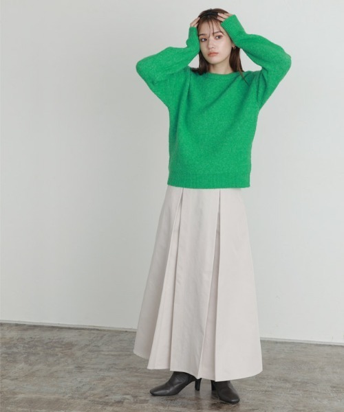 Pierrot(ピエロ)の「タックデザインフレアスカート(スカート・レディース・キャメル/グレイッシュベージュ/ブラック・L/PM/M)」の15枚目の写真