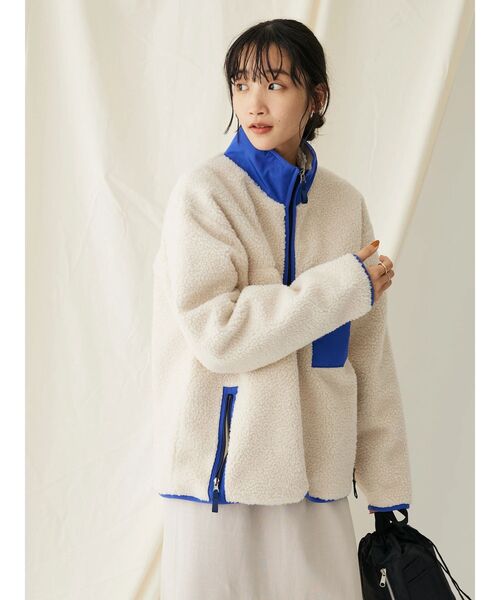 CRAFT STANDARD BOUTIQUE（クラフトスタンダードブティック）の「【防風】レトロボアZIPジャケット（その他アウター・レディース・ブラック/グレー/アイボリー・FREE）」の6枚目の写真