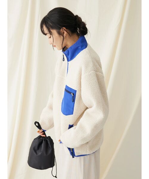 CRAFT STANDARD BOUTIQUE（クラフトスタンダードブティック）の「【防風】レトロボアZIPジャケット（その他アウター・レディース・ブラック/グレー/アイボリー・FREE）」の8枚目の写真