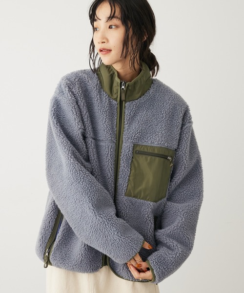 CRAFT STANDARD BOUTIQUE（クラフトスタンダードブティック）の「【防風】レトロボアZIPジャケット（その他アウター・レディース・ブラック/グレー/アイボリー・FREE）」の3枚目の写真