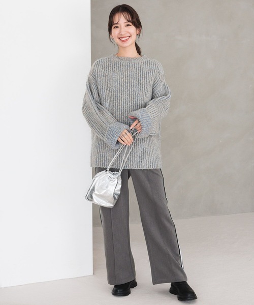 LEPSIM（レプシィム）の「3.5ゲージ配色リブBIGプルオーバー　979143（ニット/セーター・レディース・ベージュ/グレー/グリーン・FREE）」の6枚目の写真