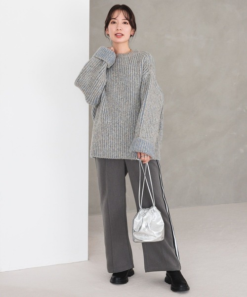 LEPSIM（レプシィム）の「3.5ゲージ配色リブBIGプルオーバー　979143（ニット/セーター・レディース・ベージュ/グレー/グリーン・FREE）」の7枚目の写真