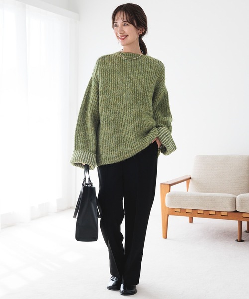 LEPSIM（レプシィム）の「3.5ゲージ配色リブBIGプルオーバー　979143（ニット/セーター・レディース・ベージュ/グレー/グリーン・FREE）」の14枚目の写真