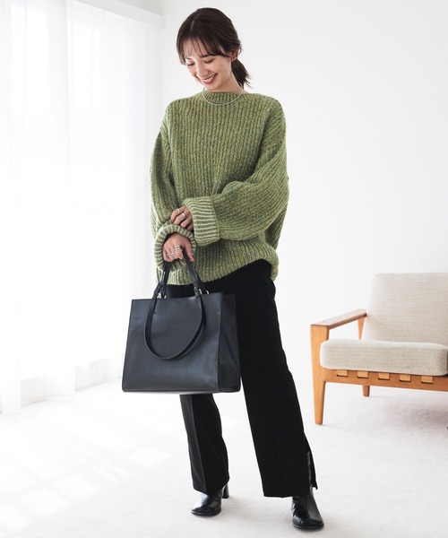 LEPSIM（レプシィム）の「3.5ゲージ配色リブBIGプルオーバー　979143（ニット/セーター・レディース・ベージュ/グレー/グリーン・FREE）」の15枚目の写真