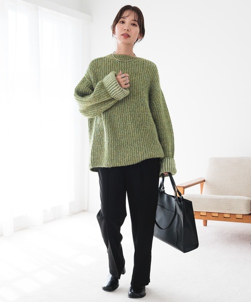 LEPSIM（レプシィム）の「3.5ゲージ配色リブBIGプルオーバー　979143（ニット/セーター・レディース・ベージュ/グレー/グリーン・FREE）」の16枚目の写真