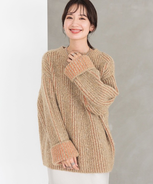 LEPSIM（レプシィム）の「3.5ゲージ配色リブBIGプルオーバー　979143（ニット/セーター・レディース・ベージュ/グレー/グリーン・FREE）」の18枚目の写真