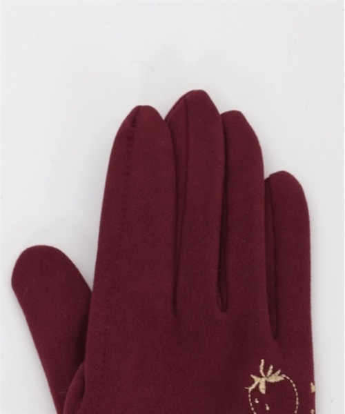 axes femme POETIQUE（アクシーズファムポエティック）の「いちご刺繍手袋（手袋・レディース・ワイン/ブラウン/ピンク・FREE）」の7枚目の写真