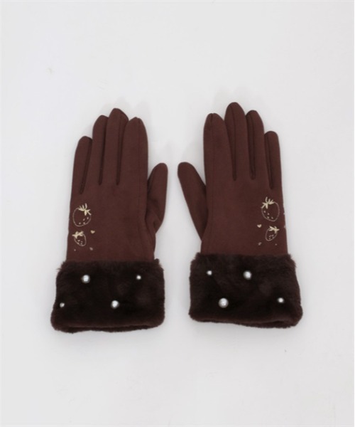 axes femme POETIQUE（アクシーズファムポエティック）の「いちご刺繍手袋（手袋・レディース・ワイン/ブラウン/ピンク・FREE）」の12枚目の写真