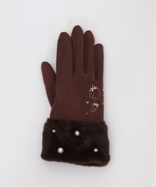 axes femme POETIQUE（アクシーズファムポエティック）の「いちご刺繍手袋（手袋・レディース・ワイン/ブラウン/ピンク・FREE）」の14枚目の写真