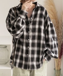 ad thie | 選べる2柄 ネルチェックビックシャツ(シャツ/ブラウス)