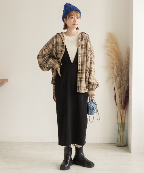 ad thie（アドティエ）の「選べる2柄 ネルチェックビックシャツ（シャツ/ブラウス・レディース・ブラック/ダークブラウン/ベージュ/ブラウン/ブルー・MEDIUM/LARGE）」の13枚目の写真