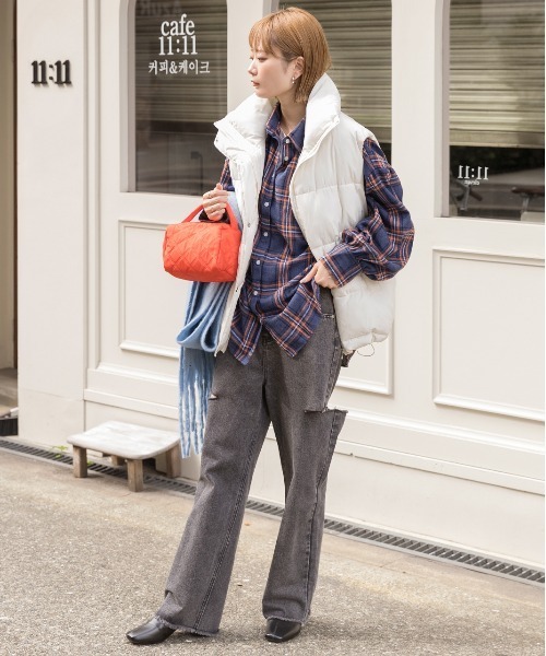 ad thie（アドティエ）の「選べる2柄 ネルチェックビックシャツ（シャツ/ブラウス・レディース・ブラック/ダークブラウン/ベージュ/ブラウン/ブルー・MEDIUM/LARGE）」の16枚目の写真