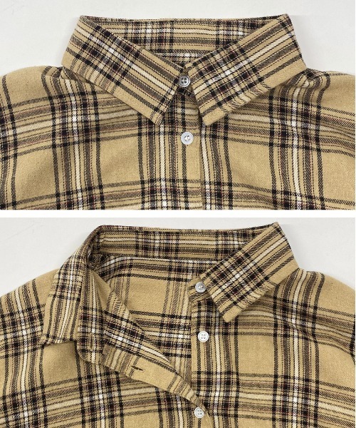 ad thie（アドティエ）の「選べる2柄 ネルチェックビックシャツ（シャツ/ブラウス・レディース・ブラック/ダークブラウン/ベージュ/ブラウン/ブルー・MEDIUM/LARGE）」の19枚目の写真