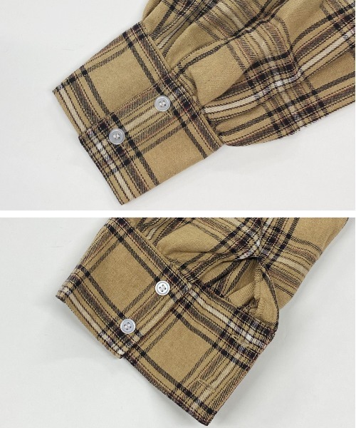 ad thie（アドティエ）の「選べる2柄 ネルチェックビックシャツ（シャツ/ブラウス・レディース・ブラック/ダークブラウン/ベージュ/ブラウン/ブルー・MEDIUM/LARGE）」の20枚目の写真