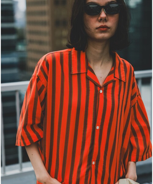 BEAMS（ビームス）の「BEAMS / ストライプ オープンカラー シャツ
