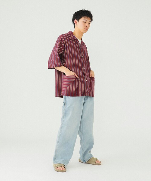 BEAMS（ビームス）の「BEAMS / ストライプ オープンカラー シャツ（シャツ/ブラウス・メンズ・レッド系その他7/オレンジ・S/M/L/XL）」の6枚目の写真