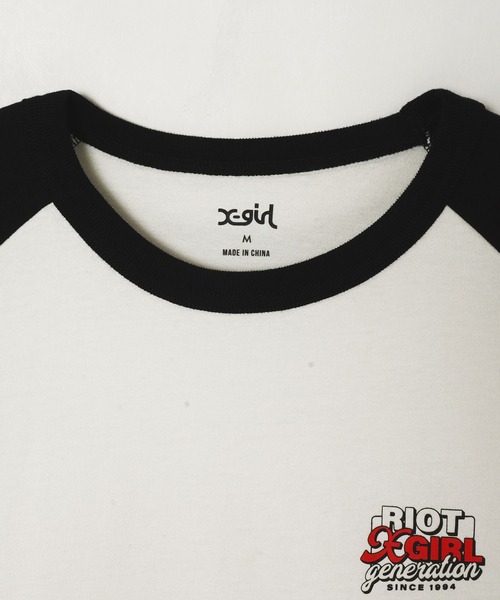 X-girl(エックスガール)の「DOUBLE LOGO B/B BIG TEE(Tシャツ/カットソー・レディース・ホワイト/ピンク/ブラック・M/S)」の7枚目の写真