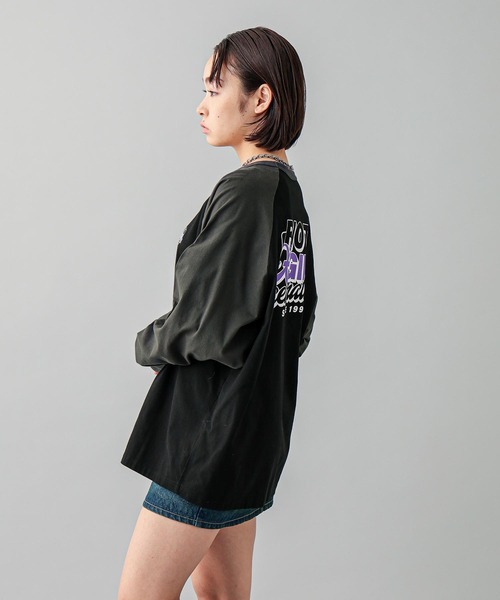 X-girl(エックスガール)の「DOUBLE LOGO B/B BIG TEE(Tシャツ/カットソー・レディース・ホワイト/ピンク/ブラック・M/S)」の13枚目の写真