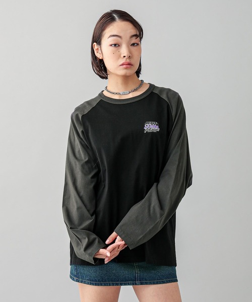 X-girl(エックスガール)の「DOUBLE LOGO B/B BIG TEE(Tシャツ/カットソー・レディース・ホワイト/ピンク/ブラック・M/S)」の14枚目の写真