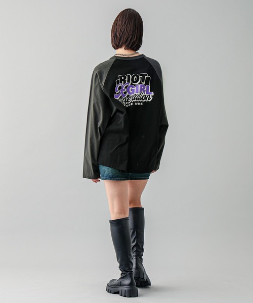 X-girl(エックスガール)の「DOUBLE LOGO B/B BIG TEE(Tシャツ/カットソー・レディース・ホワイト/ピンク/ブラック・M/S)」の15枚目の写真