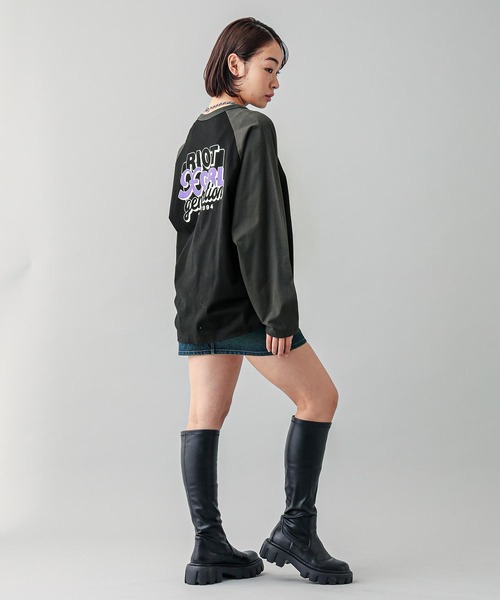 X-girl(エックスガール)の「DOUBLE LOGO B/B BIG TEE(Tシャツ/カットソー・レディース・ホワイト/ピンク/ブラック・M/S)」の16枚目の写真