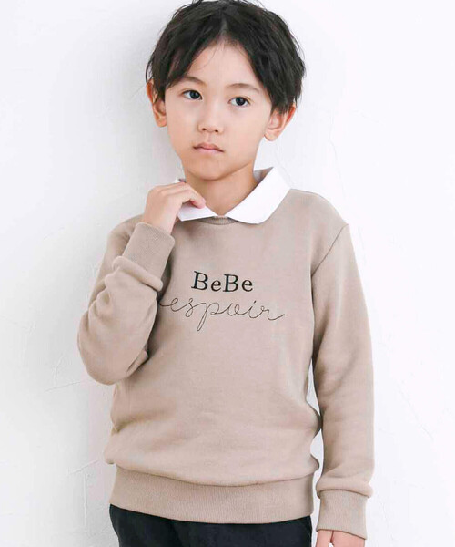 BeBe(ベベ)の「ロゴ刺しゅう襟付きトレーナー(100~150cm)(スウェット・キッズ・ブラック/ベージュ・150cm/120cm/140cm/130cm/100cm/110cm)」の8枚目の写真