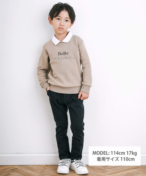 BeBe(ベベ)の「ロゴ刺しゅう襟付きトレーナー(100~150cm)(スウェット・キッズ・ブラック/ベージュ・150cm/120cm/140cm/130cm/100cm/110cm)」の9枚目の写真