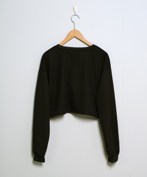 shopnikoniko(ショップニコニコ)の「ショート丈 クロスラップ トレーナー Zロゴ カシュクール ロングTシャツ(スウェット・レディース・ブラック/グレー・フリー)」の18枚目の写真