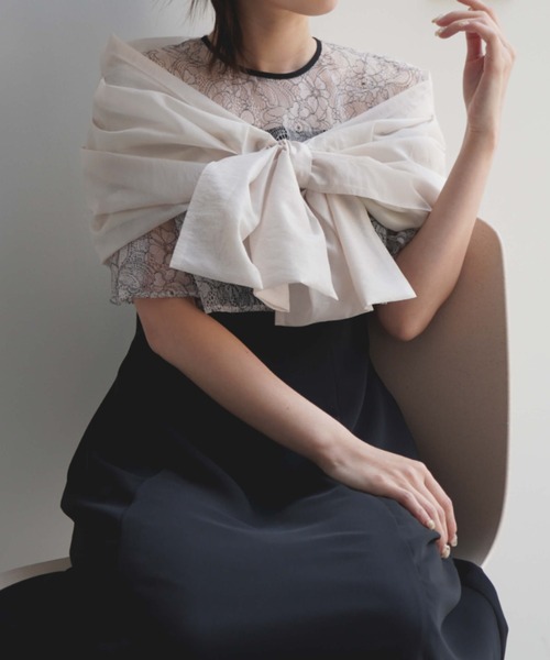 kaene（カエン）の「3wayボレロ（カーディガン/ボレロ・レディース・ブラック/オフホワイト・FREE）」の5枚目の写真