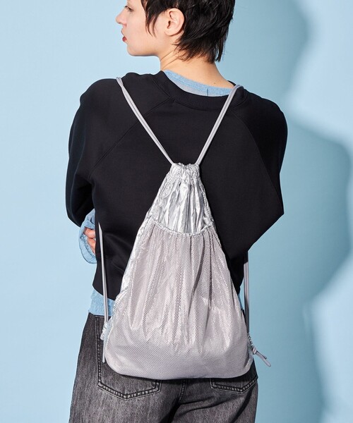 CITEN（シテン）の「＜CITEN＞メッシュコンビ ナップサック（バックパック/リュック・レディース・ブラック/シルバー/ホワイト・FREE）」の3枚目の写真